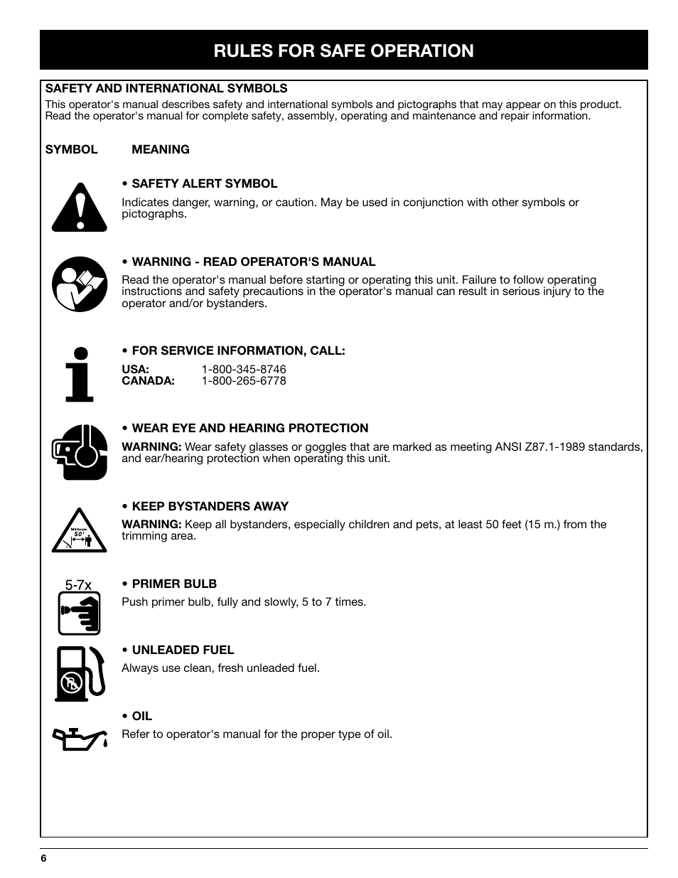 Rules for safe operation | Ryobi 2079r User Manual | Page 6 / 24