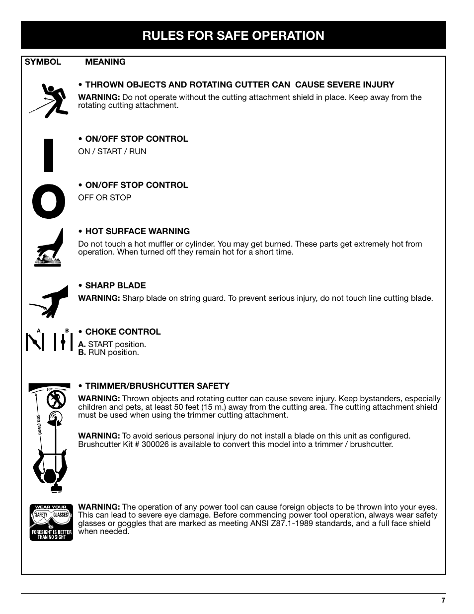 Rules for safe operation | Ryobi 2079r User Manual | Page 7 / 24