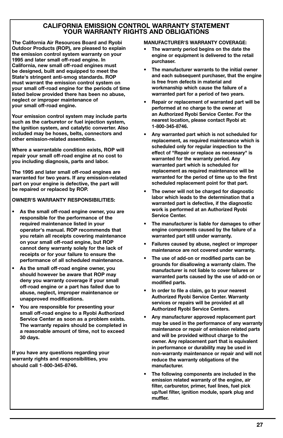 Ryobi 775r User Manual | Page 27 / 28