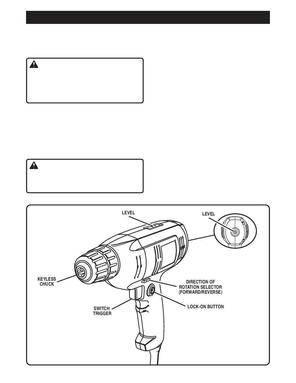 Features, Warning | Ryobi D40 User Manual | Page 6 / 14