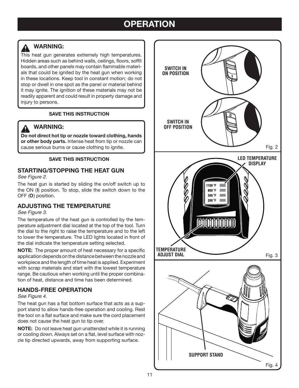 Operation | Ryobi HG500 User Manual | Page 11 / 14