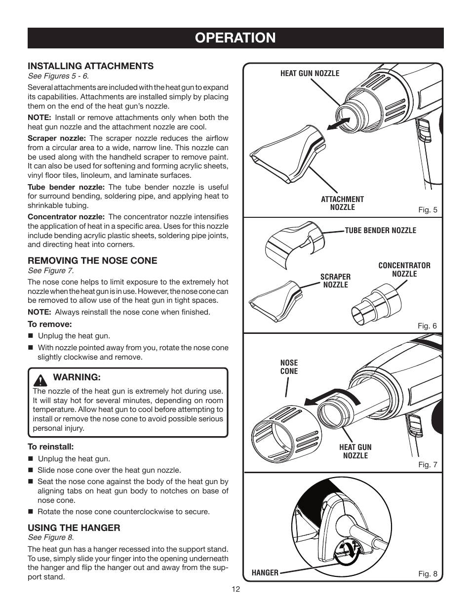 Operation | Ryobi HG500 User Manual | Page 12 / 14