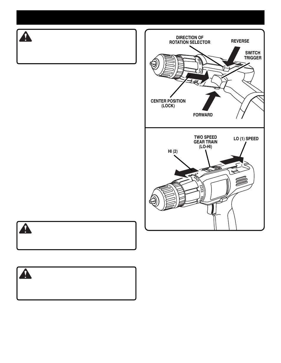 Operation, Warning, Caution | Ryobi R10520 User Manual | Page 8 / 14