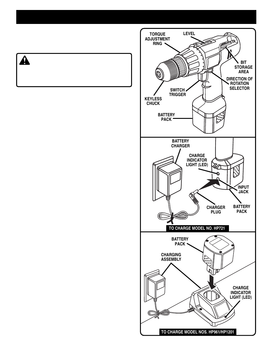 Operation, Warning | Ryobi HP1201 User Manual | Page 7 / 14