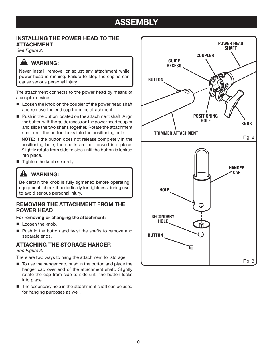 Assembly | Ryobi RY30540 User Manual | Page 10 / 26