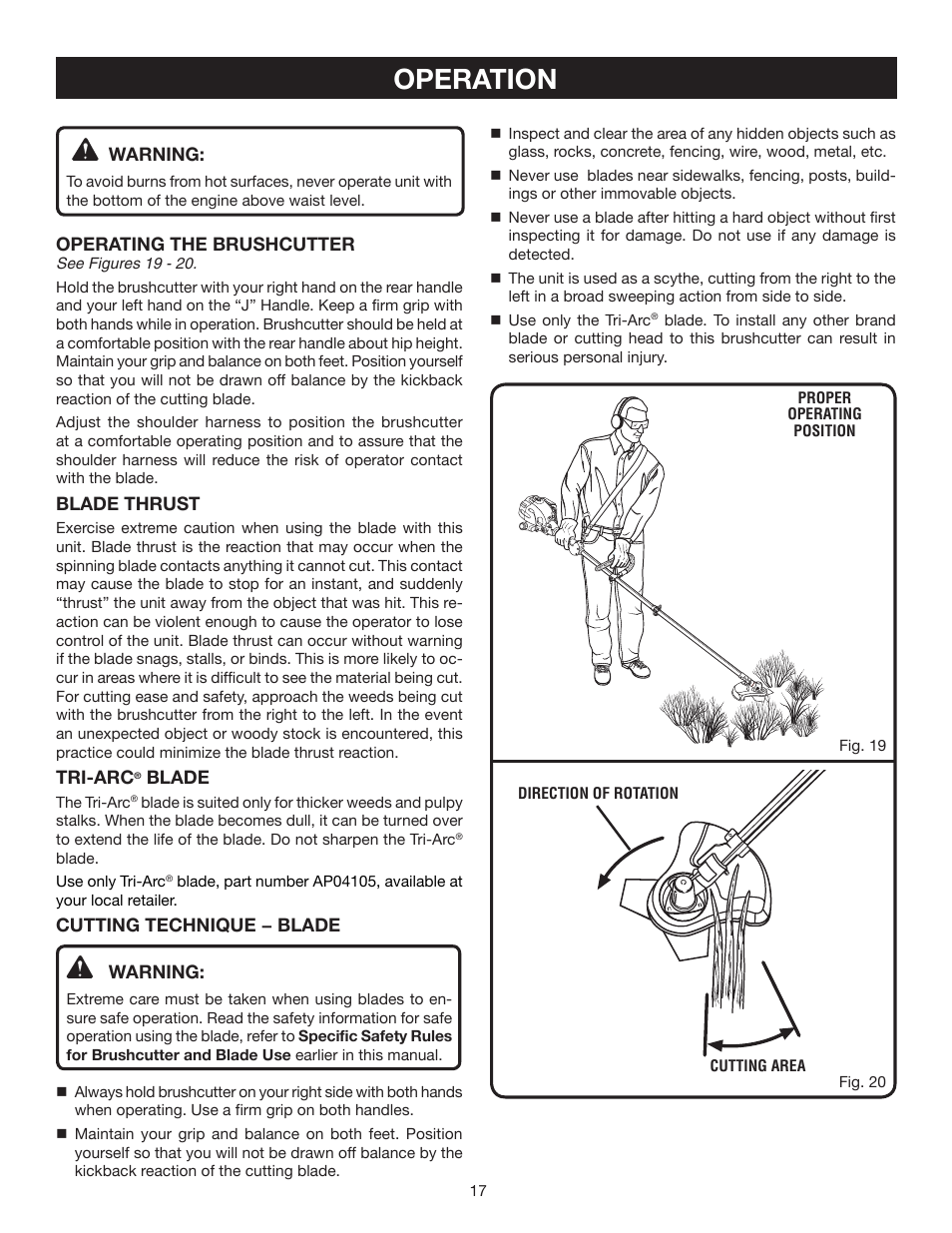 Operation | Ryobi RY30540 User Manual | Page 17 / 26