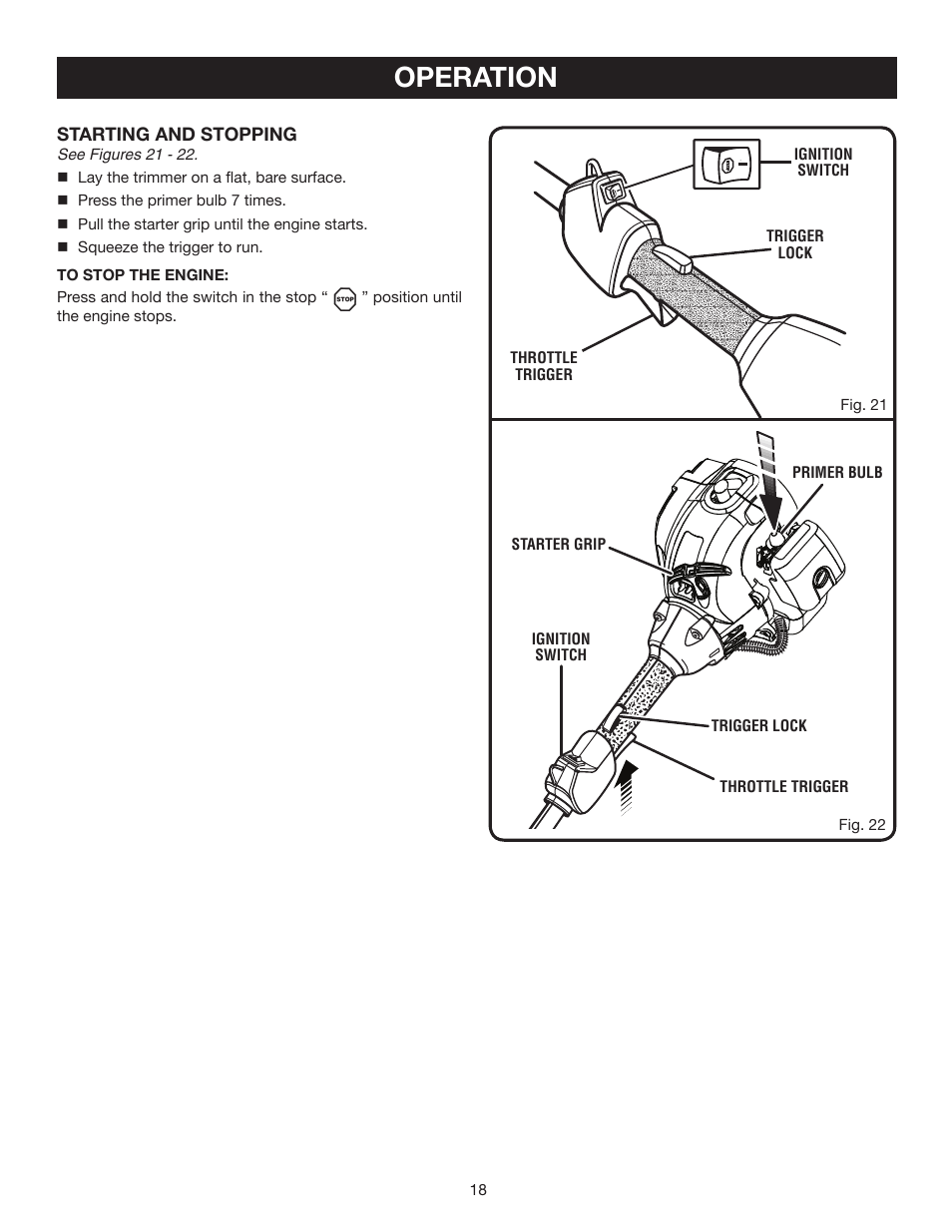 Operation | Ryobi RY30540 User Manual | Page 18 / 26