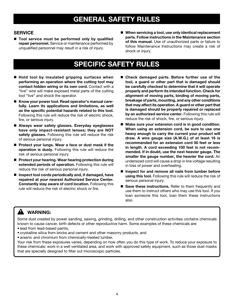General safety rules specific safety rules | Ryobi RS281VS User Manual | Page 4 / 16