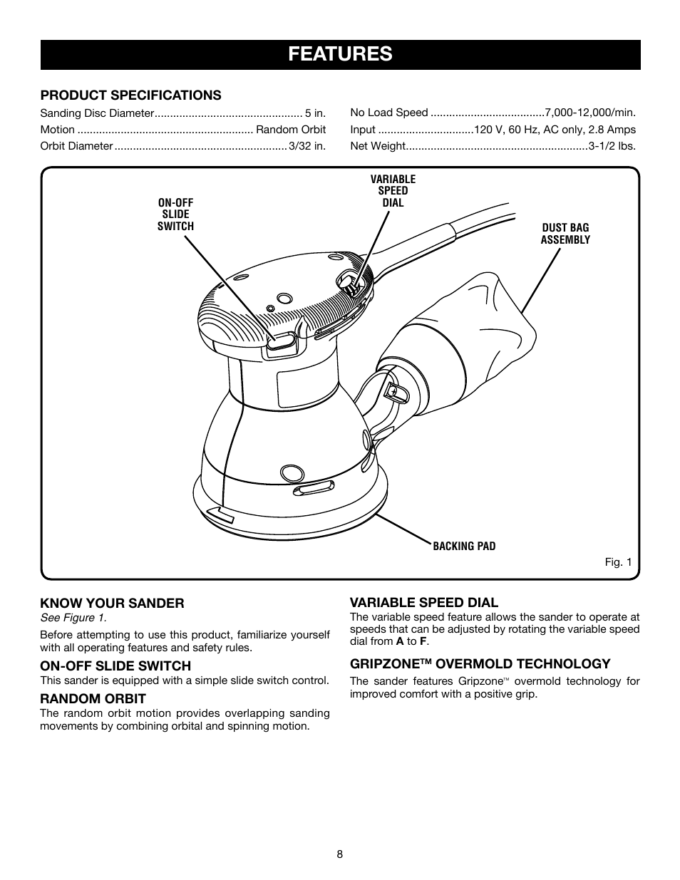 Features | Ryobi RS281VS User Manual | Page 8 / 16