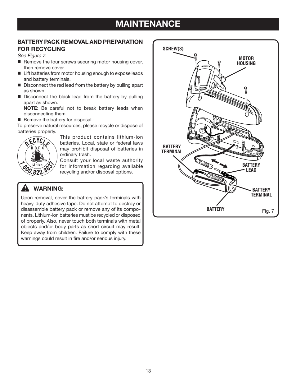 Maintenance | Ryobi HP41LK User Manual | Page 13 / 14