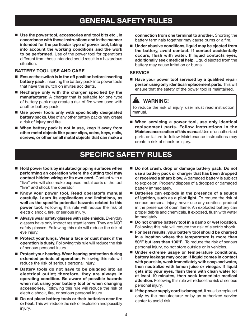 General safety rules specific safety rules | Ryobi HP41LK User Manual | Page 4 / 14