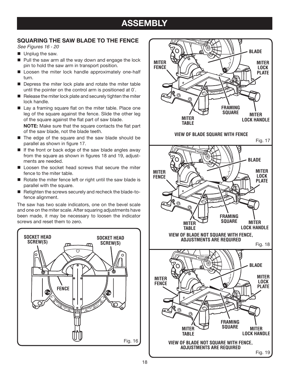 Assembly | Ryobi ts1341 User Manual | Page 18 / 30