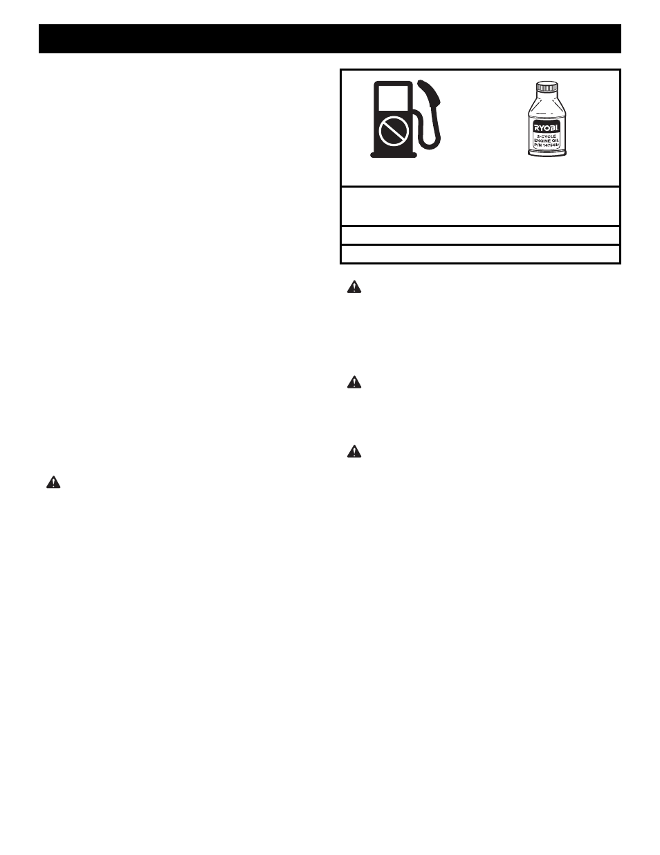 Oil and fuel information, Caution, Warning | Ryobi EJ101 User Manual | Page 10 / 20