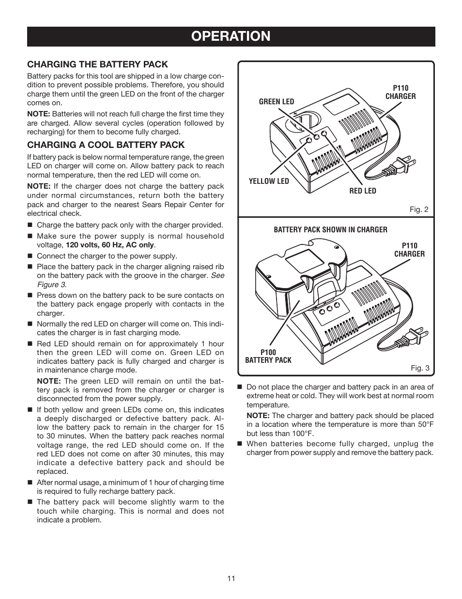 Operation | Ryobi P211 User Manual | Page 11 / 22