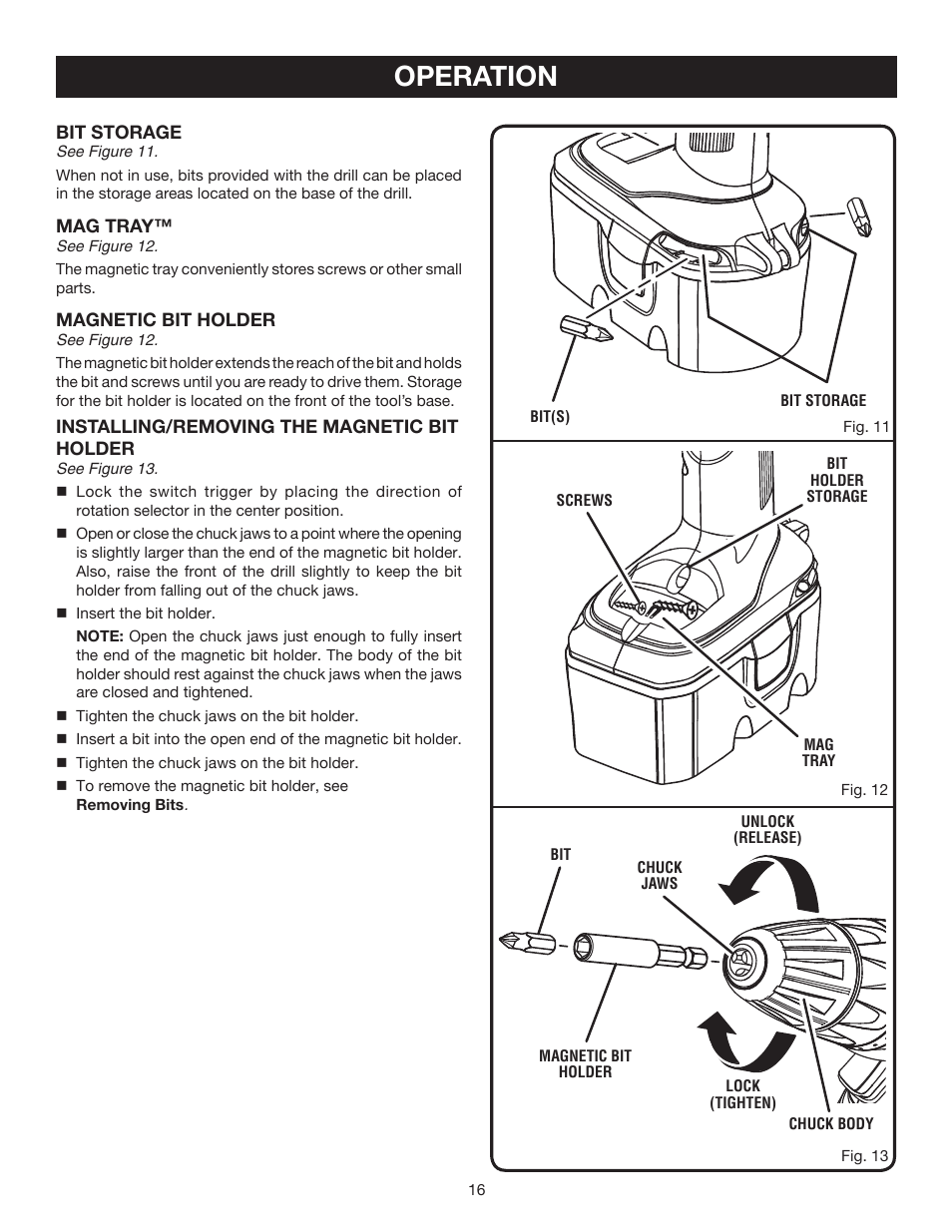 Operation | Ryobi P211 User Manual | Page 16 / 22