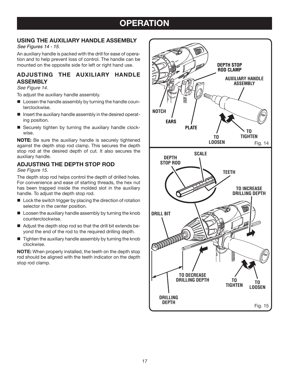 Operation | Ryobi P211 User Manual | Page 17 / 22