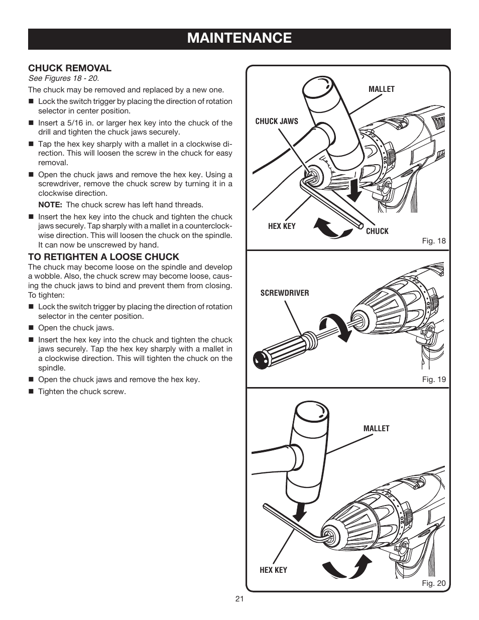 Maintenance | Ryobi P211 User Manual | Page 21 / 22