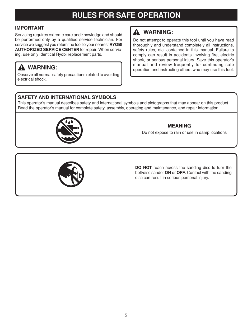 Rules for safe operation | Ryobi BD4600 User Manual | Page 5 / 16