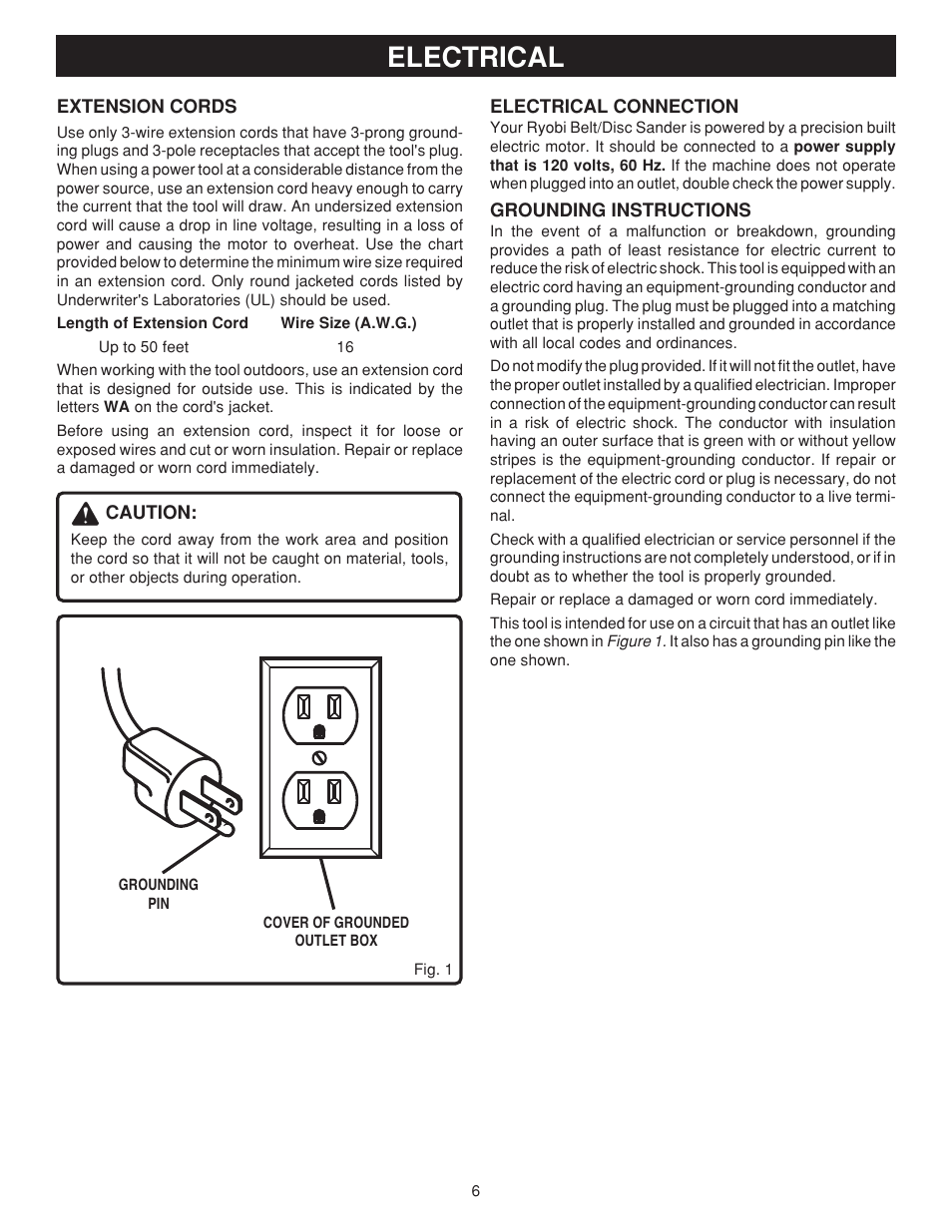 Electrical | Ryobi BD4600 User Manual | Page 6 / 16