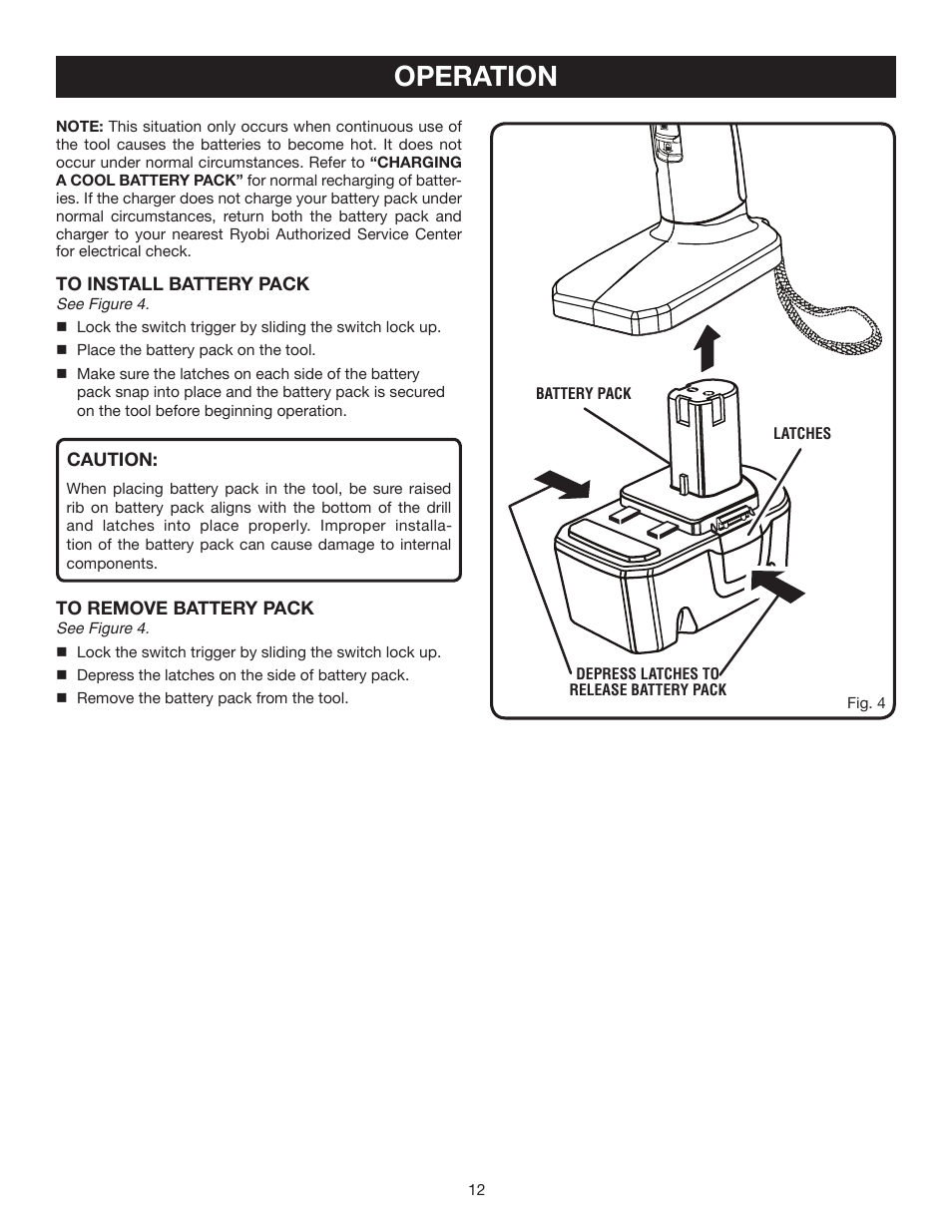 Operation | Ryobi P310 User Manual | Page 12 / 16