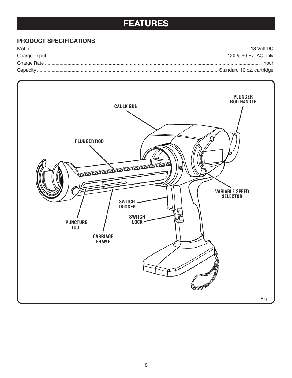 Features | Ryobi P310 User Manual | Page 8 / 16