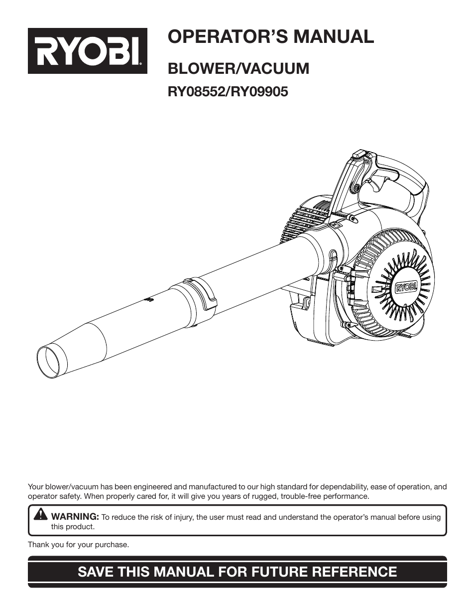 Ryobi RY09905 User Manual | 22 pages