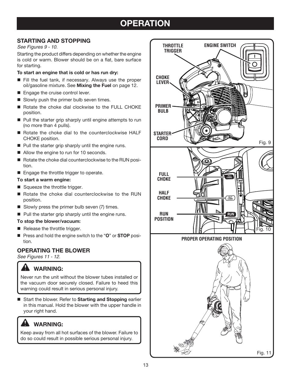 Operation | Ryobi RY09905 User Manual | Page 13 / 22