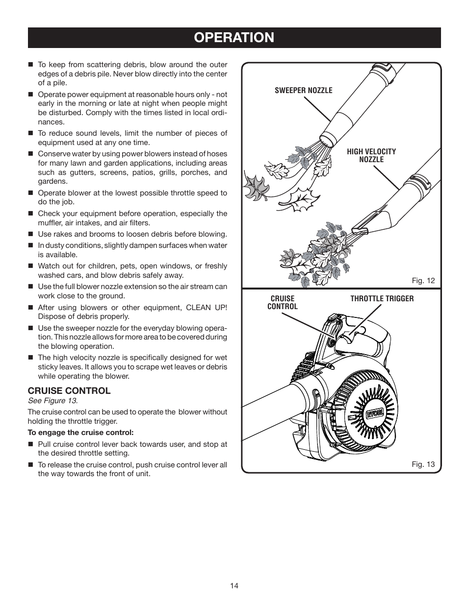 Operation | Ryobi RY09905 User Manual | Page 14 / 22