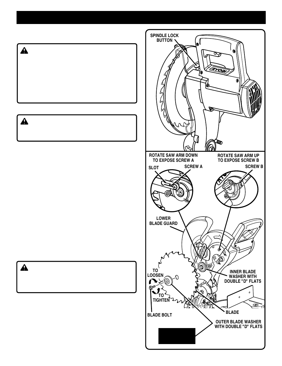 Assembly, Warning | Ryobi TS1350 User Manual | Page 14 / 28