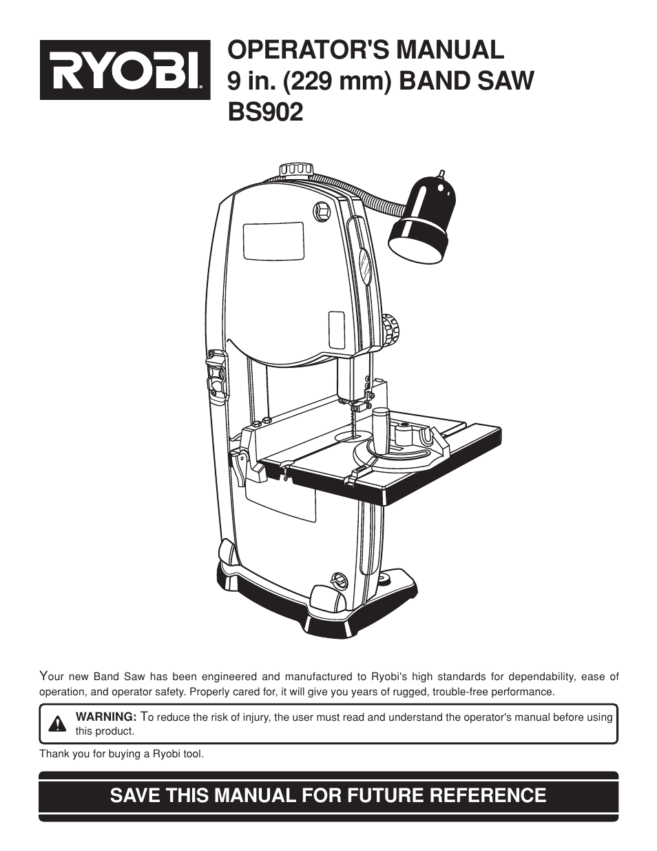 Ryobi BAND SAW User Manual | 24 pages
