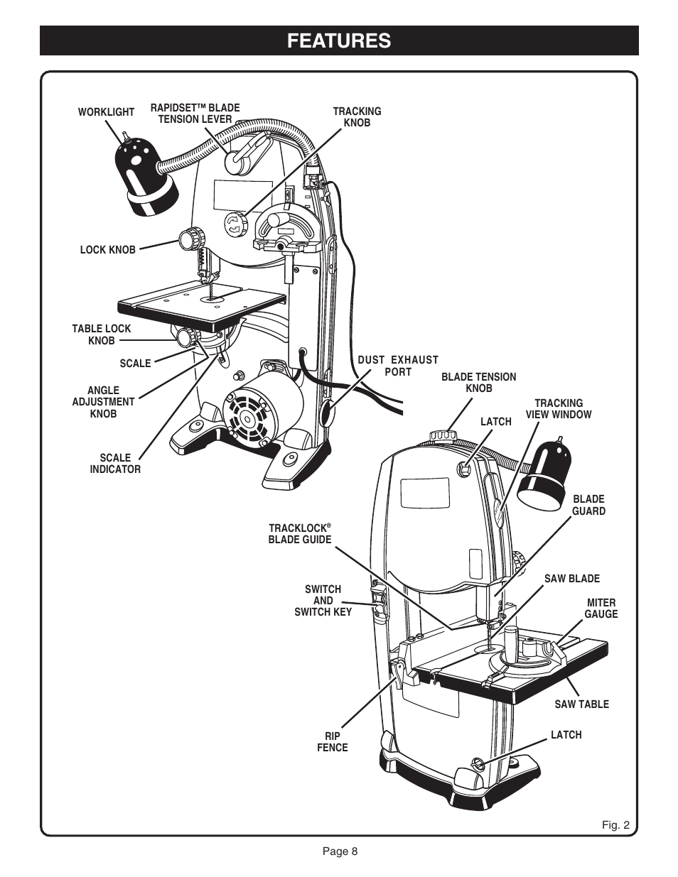 Features | Ryobi BAND SAW User Manual | Page 8 / 24