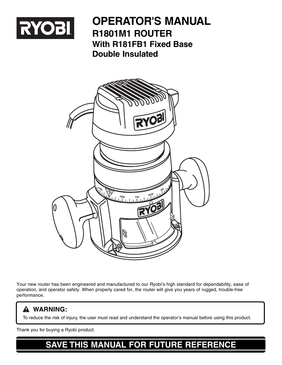 Ryobi R1801M1 User Manual | 20 pages