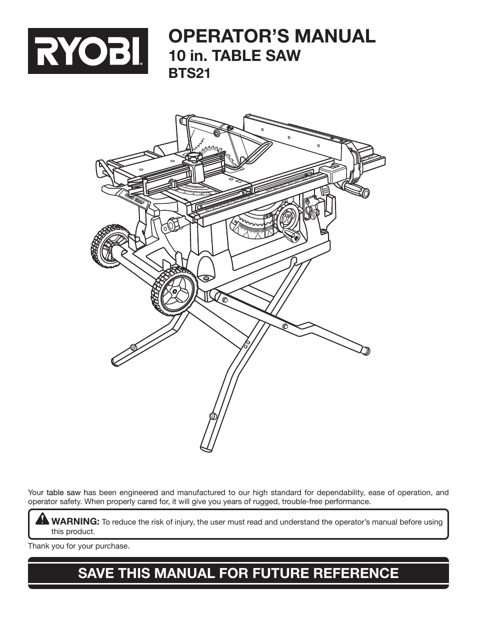 Ryobi BTS21 User Manual | 42 pages
