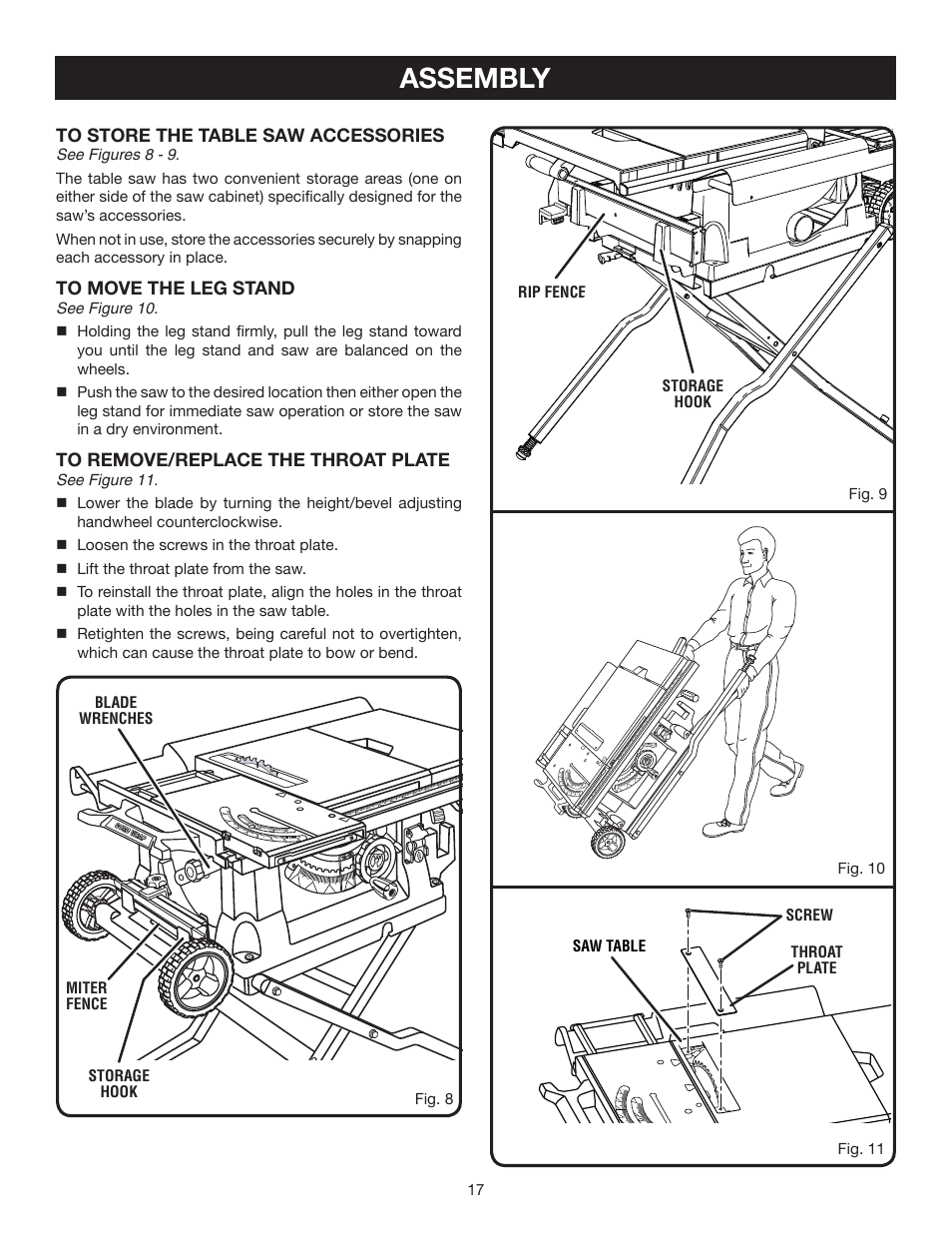Assembly | Ryobi BTS21 User Manual | Page 17 / 42