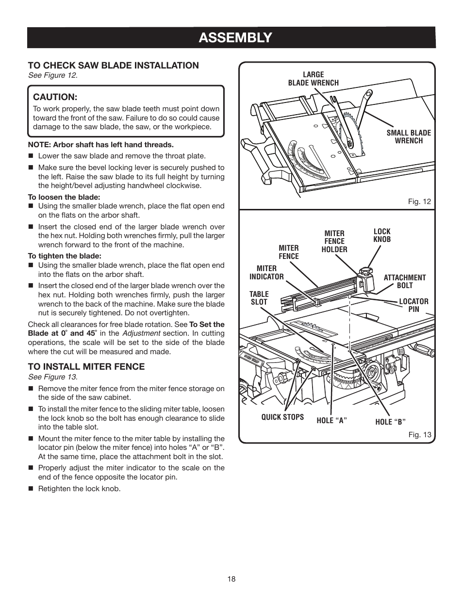 Assembly | Ryobi BTS21 User Manual | Page 18 / 42
