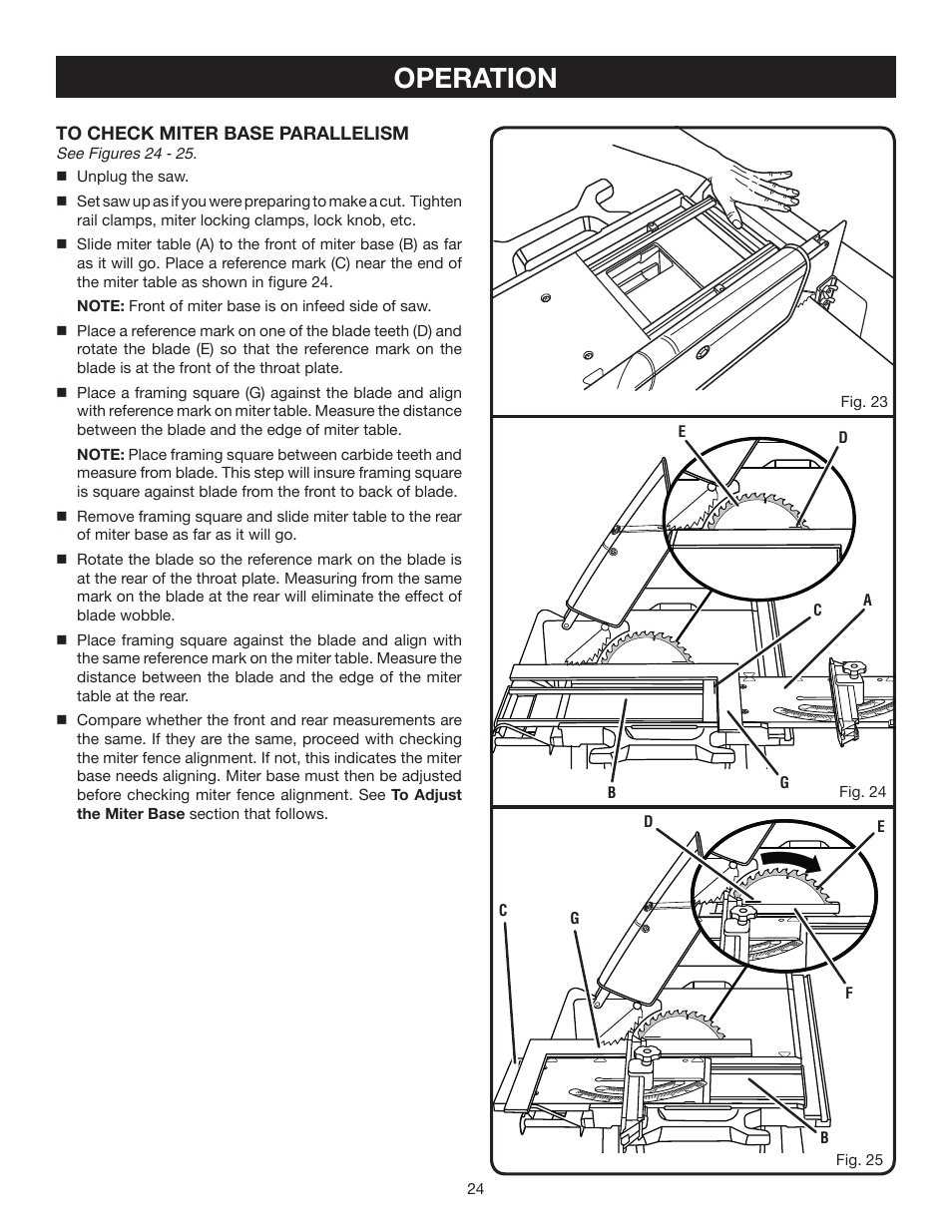 Operation | Ryobi BTS21 User Manual | Page 24 / 42