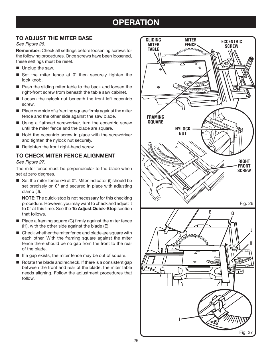 Operation | Ryobi BTS21 User Manual | Page 25 / 42