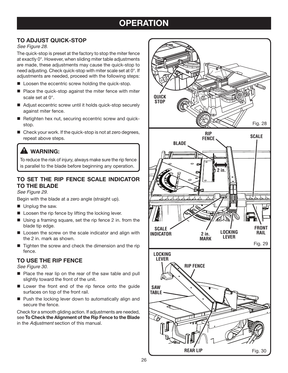 Operation | Ryobi BTS21 User Manual | Page 26 / 42