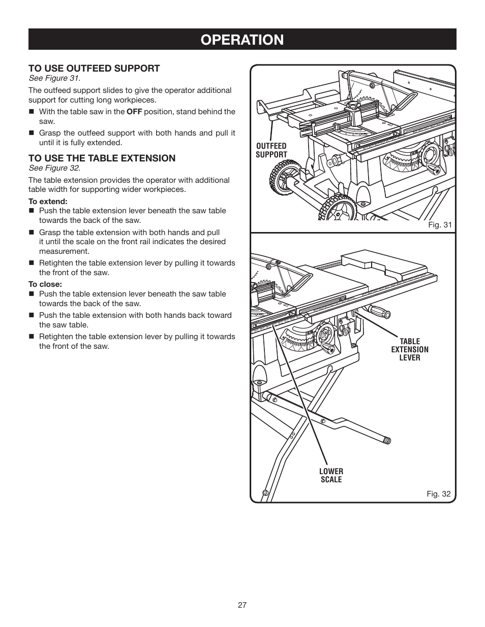 Operation | Ryobi BTS21 User Manual | Page 27 / 42