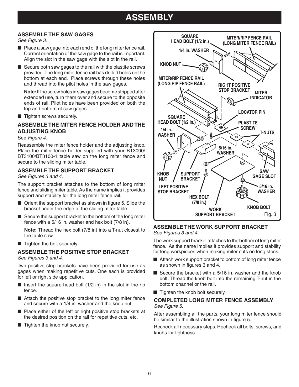 Assembly | Ryobi BT3100 User Manual | Page 6 / 10