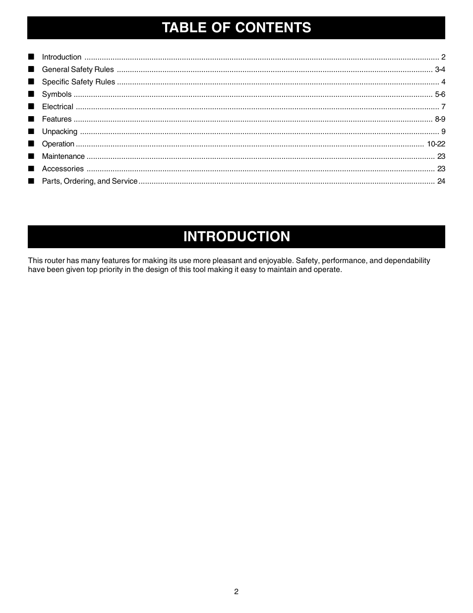 Table of contents introduction | Ryobi R181FB1 User Manual | Page 2 / 24