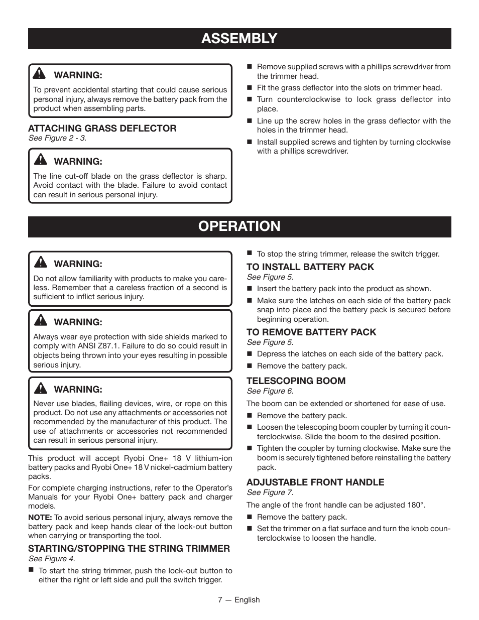 Assembly, Operation | Ryobi P2002 User Manual | Page 9 / 34