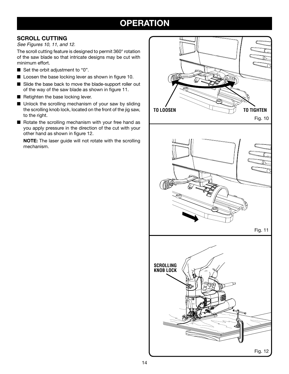 Operation | Ryobi JS550L User Manual | Page 14 / 20