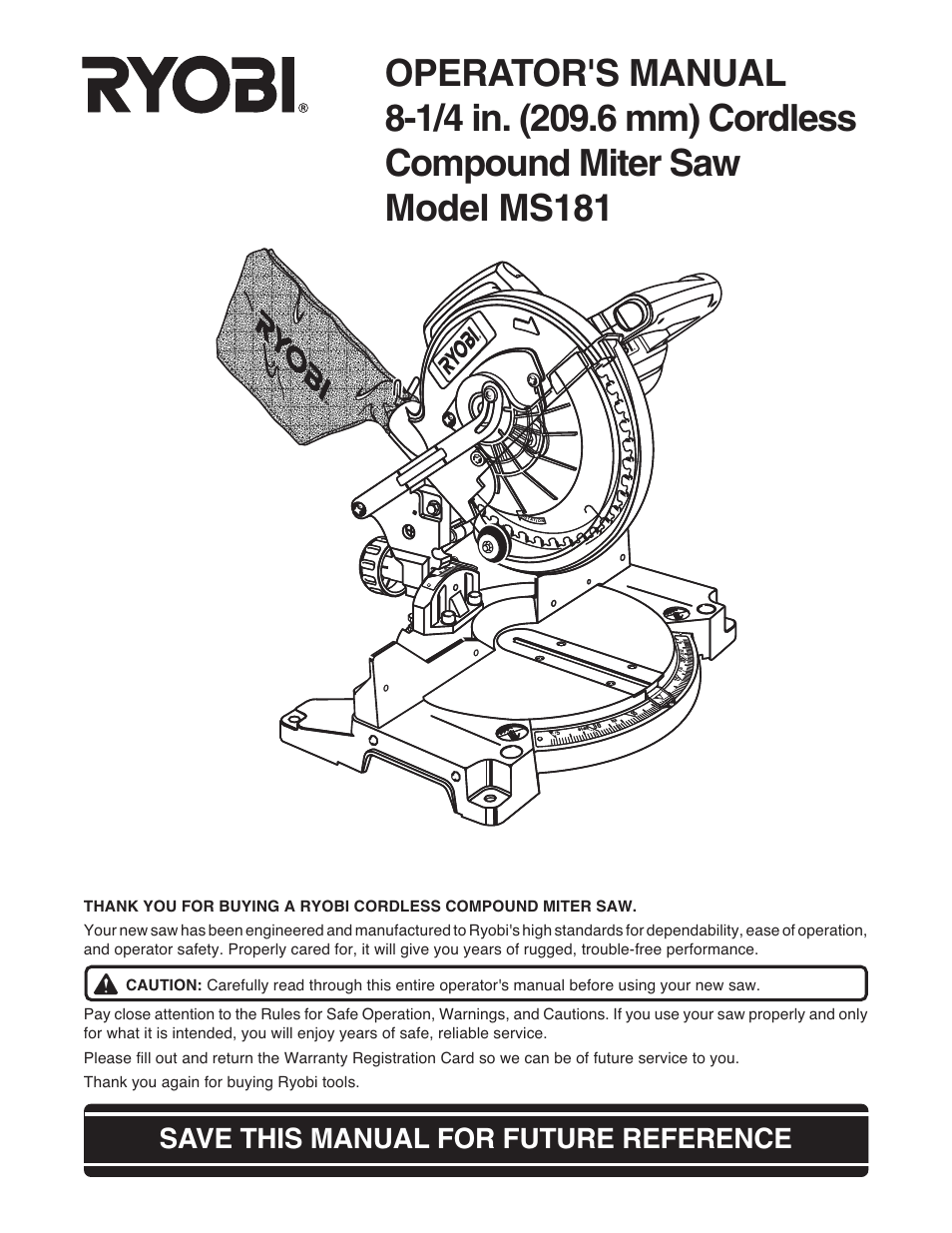 Ryobi MS181 User Manual | 32 pages