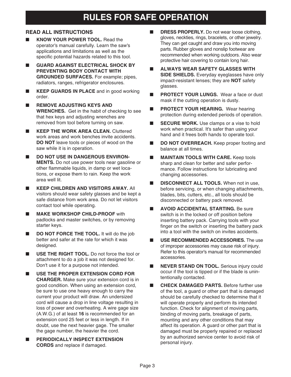 Rules for safe operation | Ryobi MS181 User Manual | Page 3 / 32