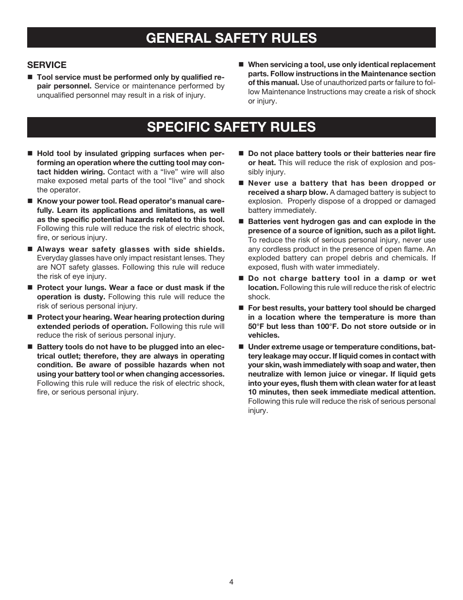 General safety rules specific safety rules | Ryobi P520 User Manual | Page 4 / 18