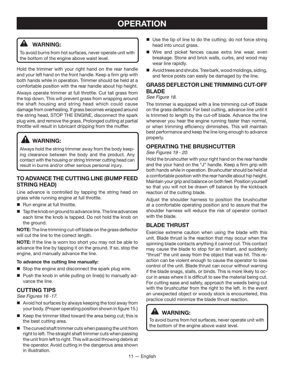 Operation | Ryobi CS26 User Manual | Page 17 / 58