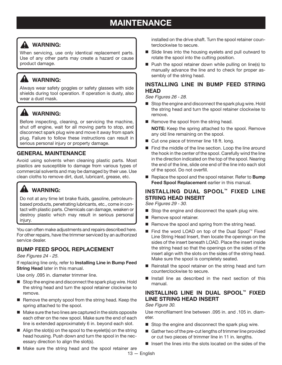 Maintenance | Ryobi CS26 User Manual | Page 19 / 58