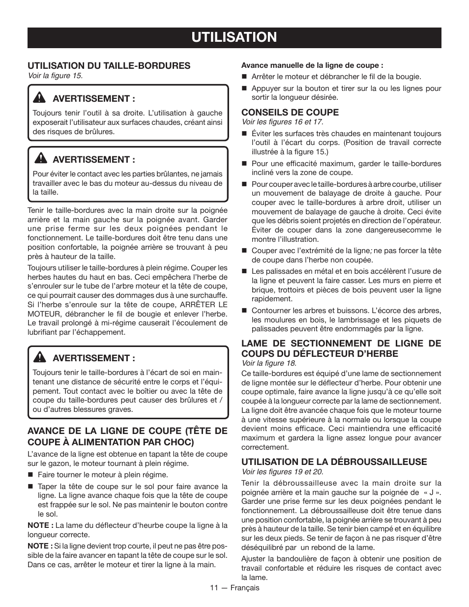 Utilisation | Ryobi CS26 User Manual | Page 33 / 58