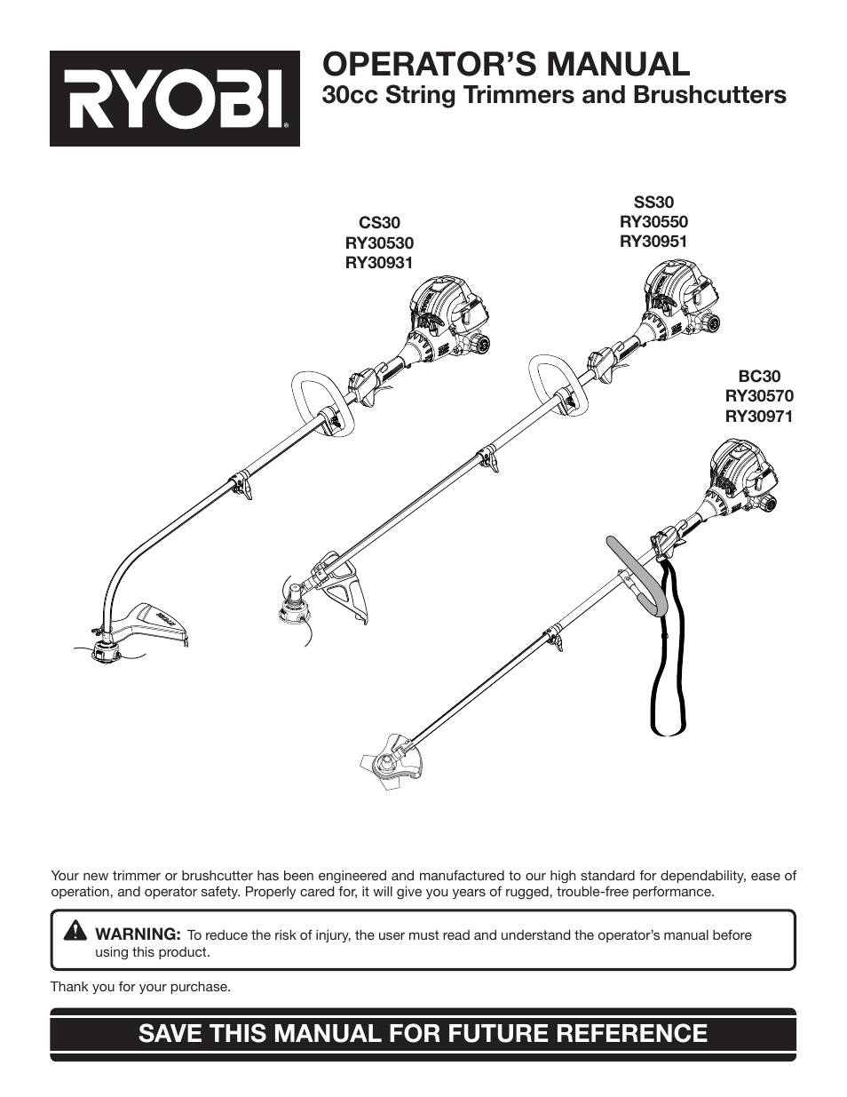 Ryobi RY30931 User Manual | 30 pages